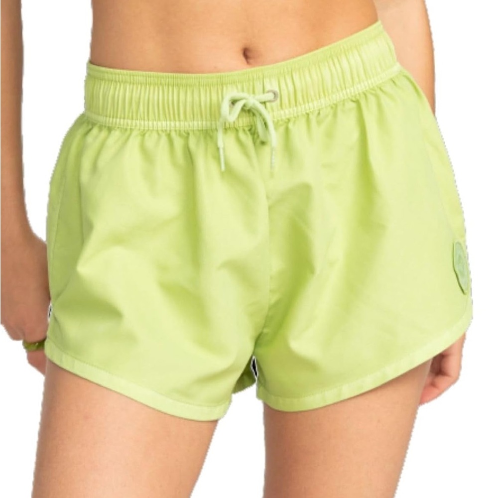 Roxy Margarita Green Yellow Neon No Bad Waves Shorts Medium Swim Beach Workout